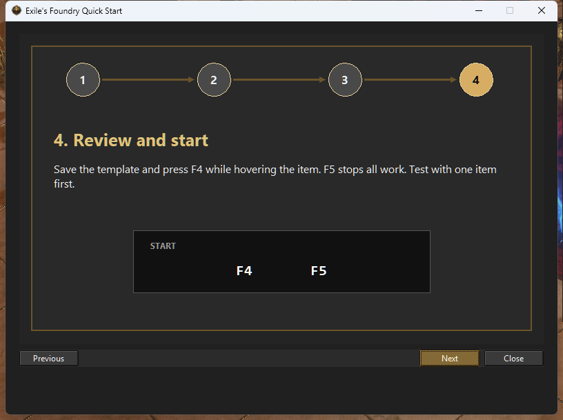 Quick Start step 4: review and start